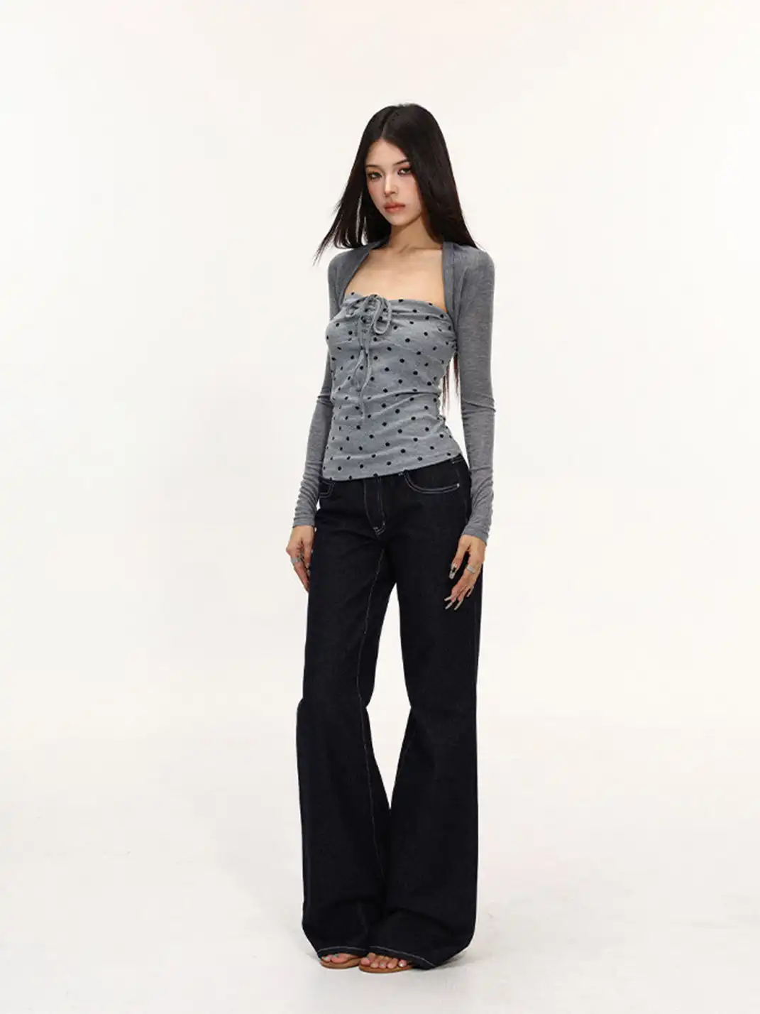BIGGOLD | Thin Sun Protection Shrug Cardigan & Polka Dot Bandeau
