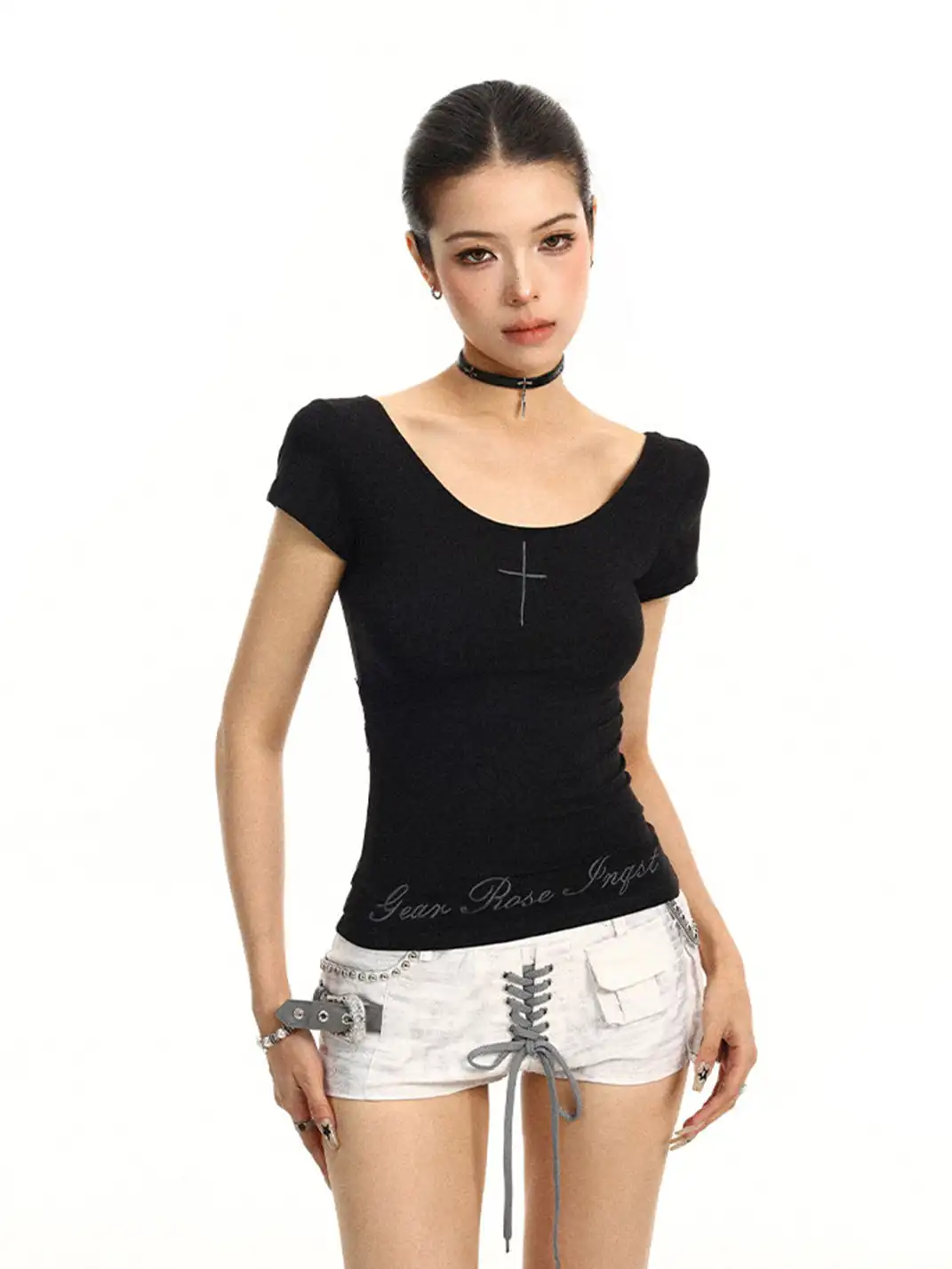BIGGOLD | Lace Spliced Hollow Out T-Shirt
