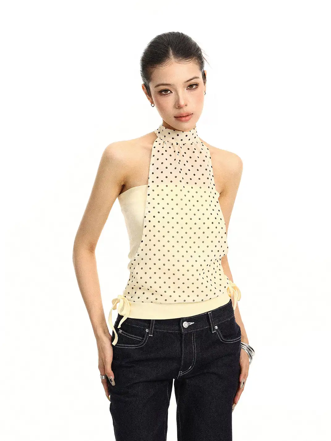 BIGGOLD | All-over Polka Dot Halter Tie Vest