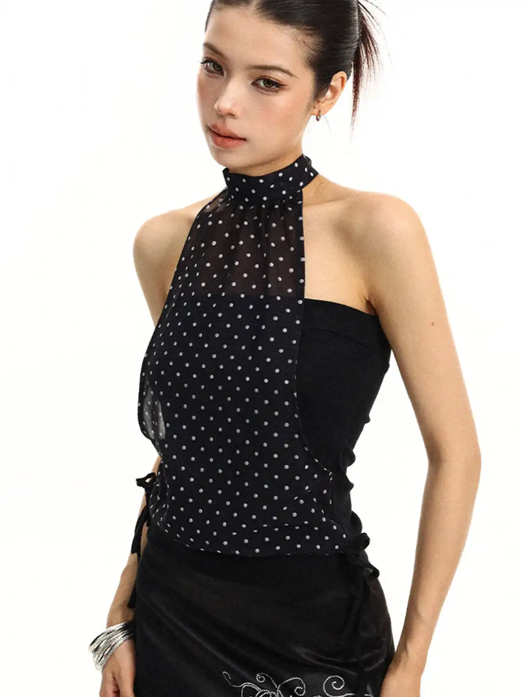BIGGOLD | All-over Polka Dot Halter Tie Vest