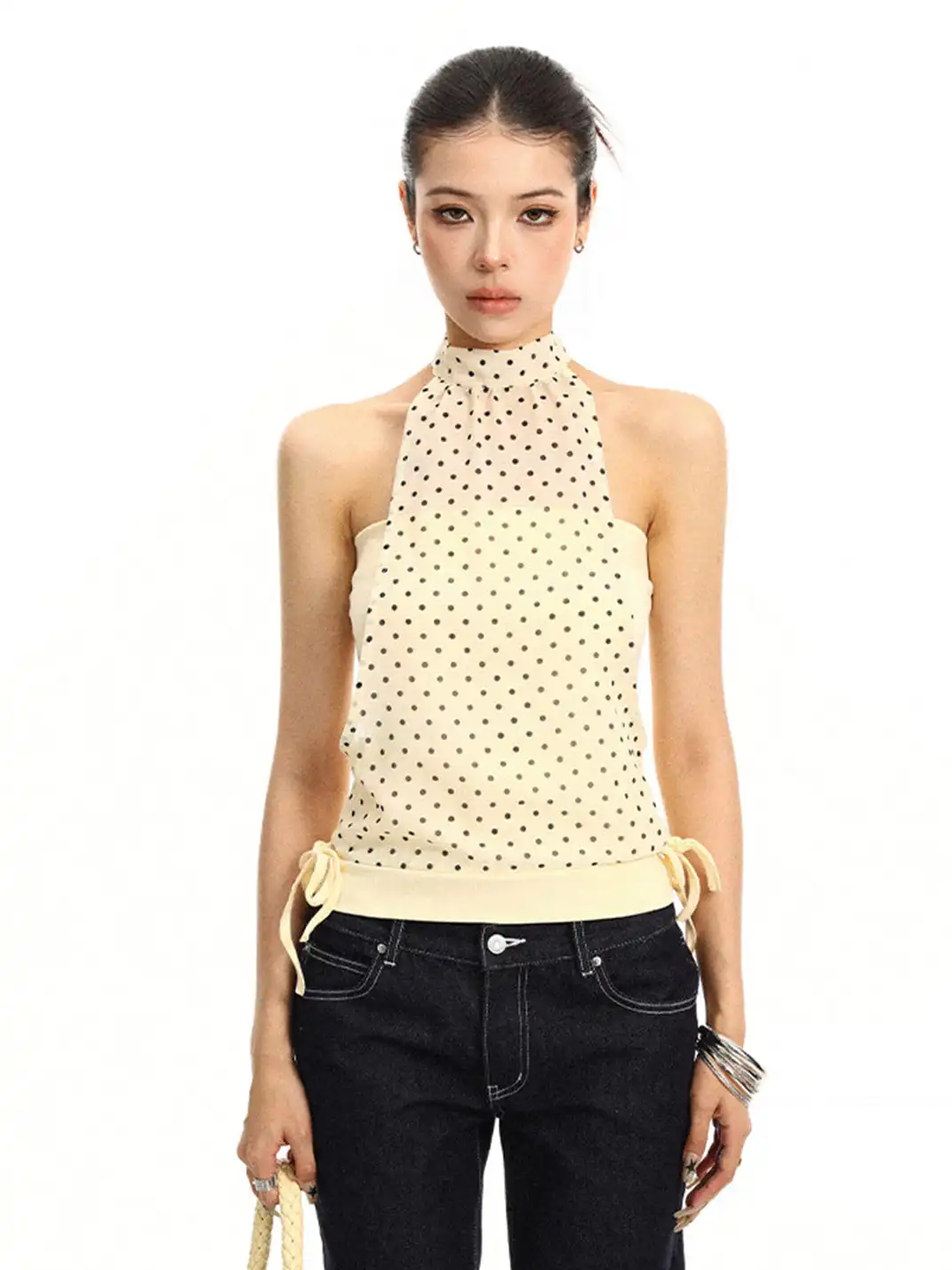 BIGGOLD | All-over Polka Dot Halter Tie Vest
