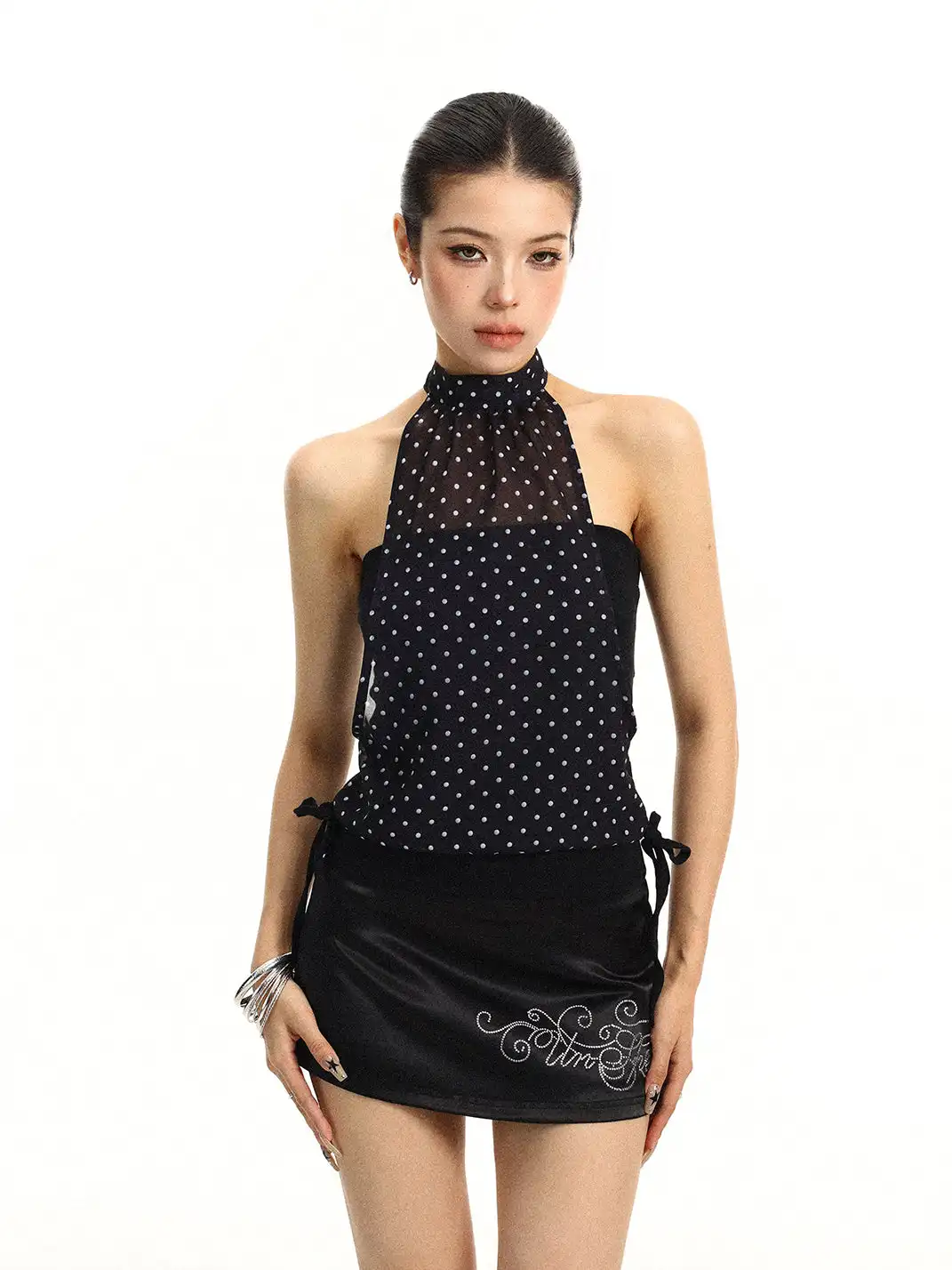 BIGGOLD | All-over Polka Dot Halter Tie Vest