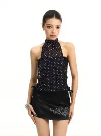 BIGGOLD | All-over Polka Dot Halter Tie Vest