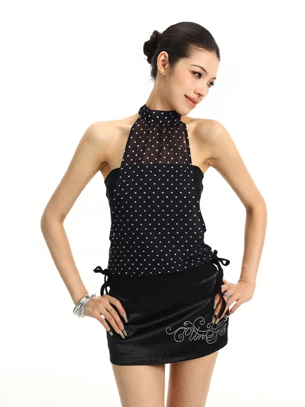 BIGGOLD | All-over Polka Dot Halter Tie Vest