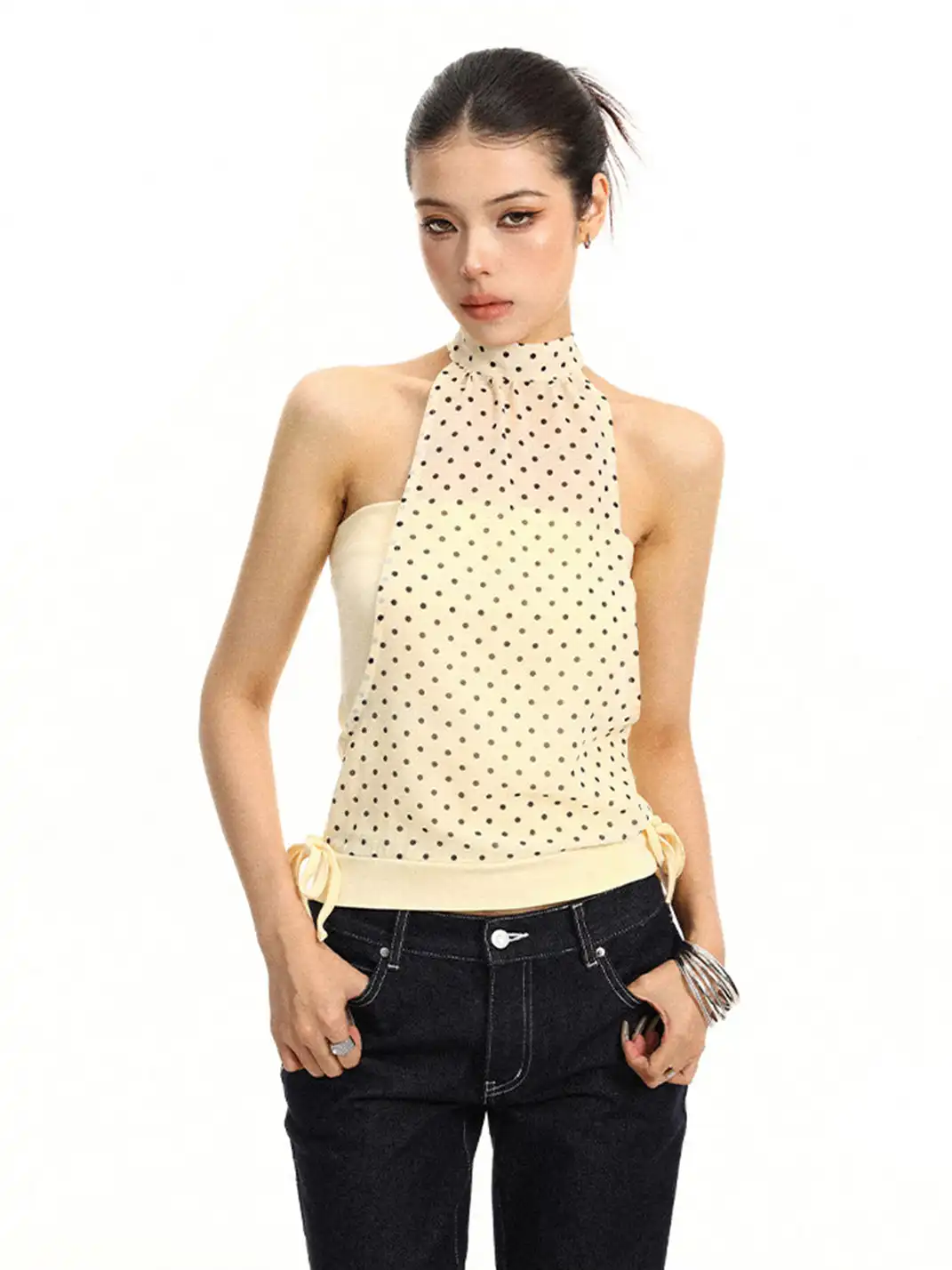 BIGGOLD | All-over Polka Dot Halter Tie Vest