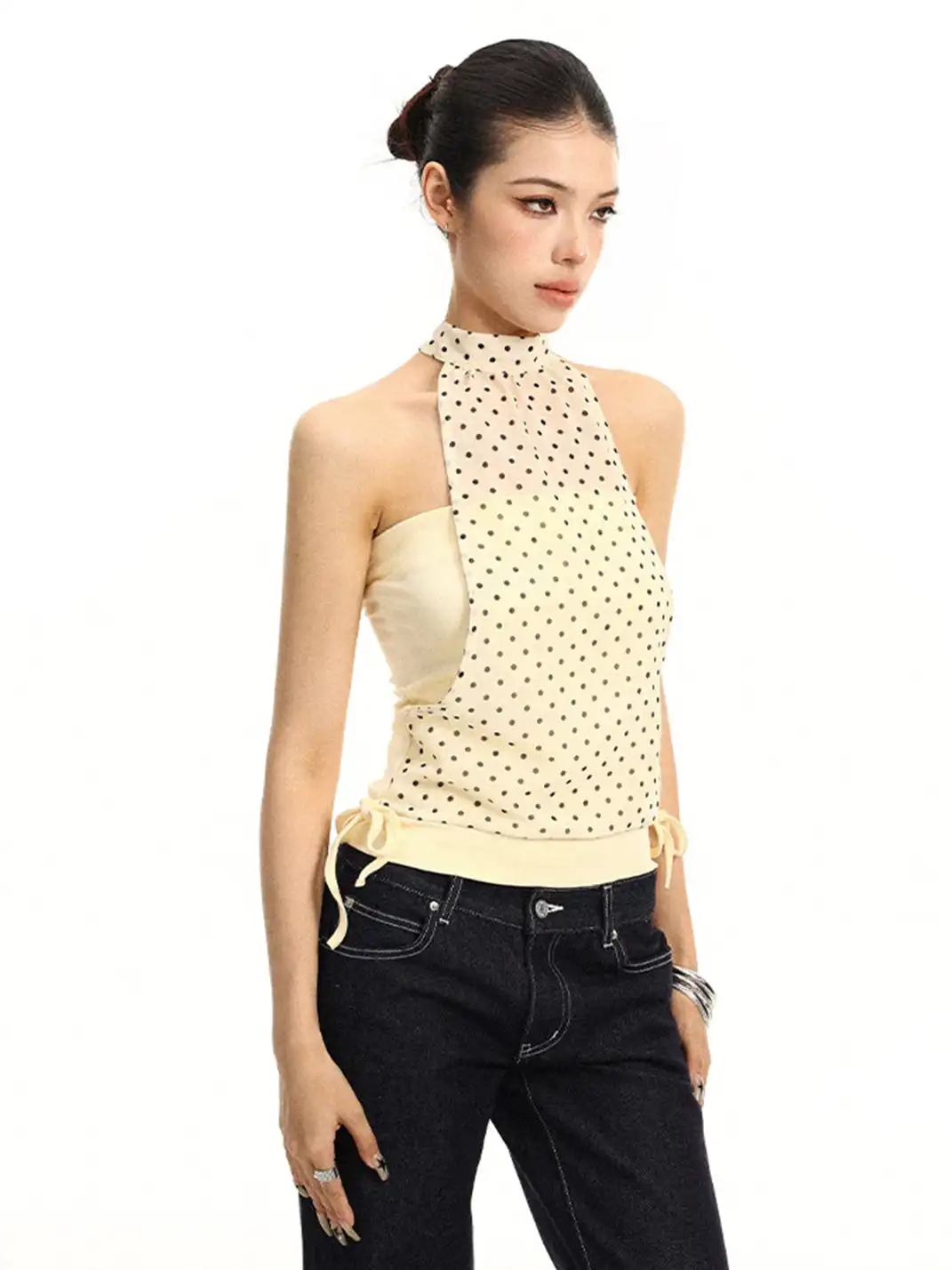 BIGGOLD | All-over Polka Dot Halter Tie Vest
