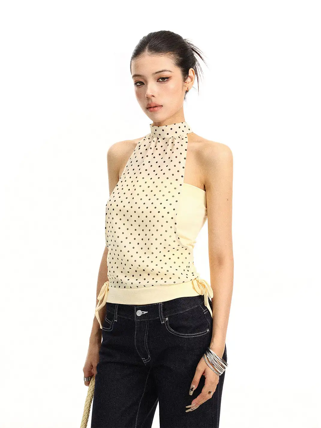 BIGGOLD | All-over Polka Dot Halter Tie Vest