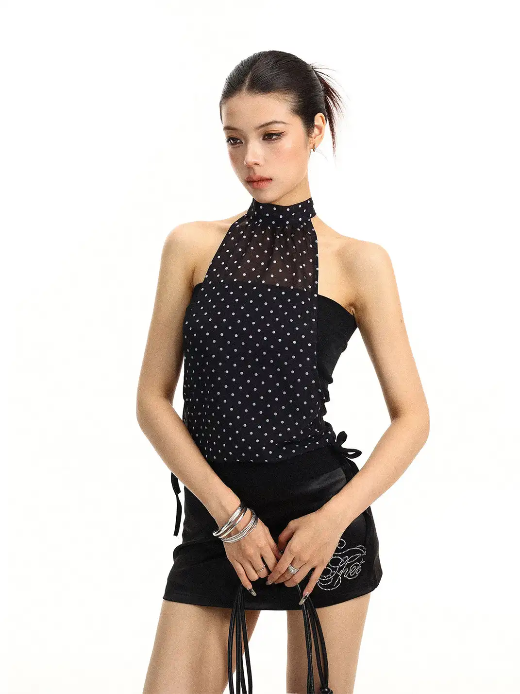 BIGGOLD | All-over Polka Dot Halter Tie Vest