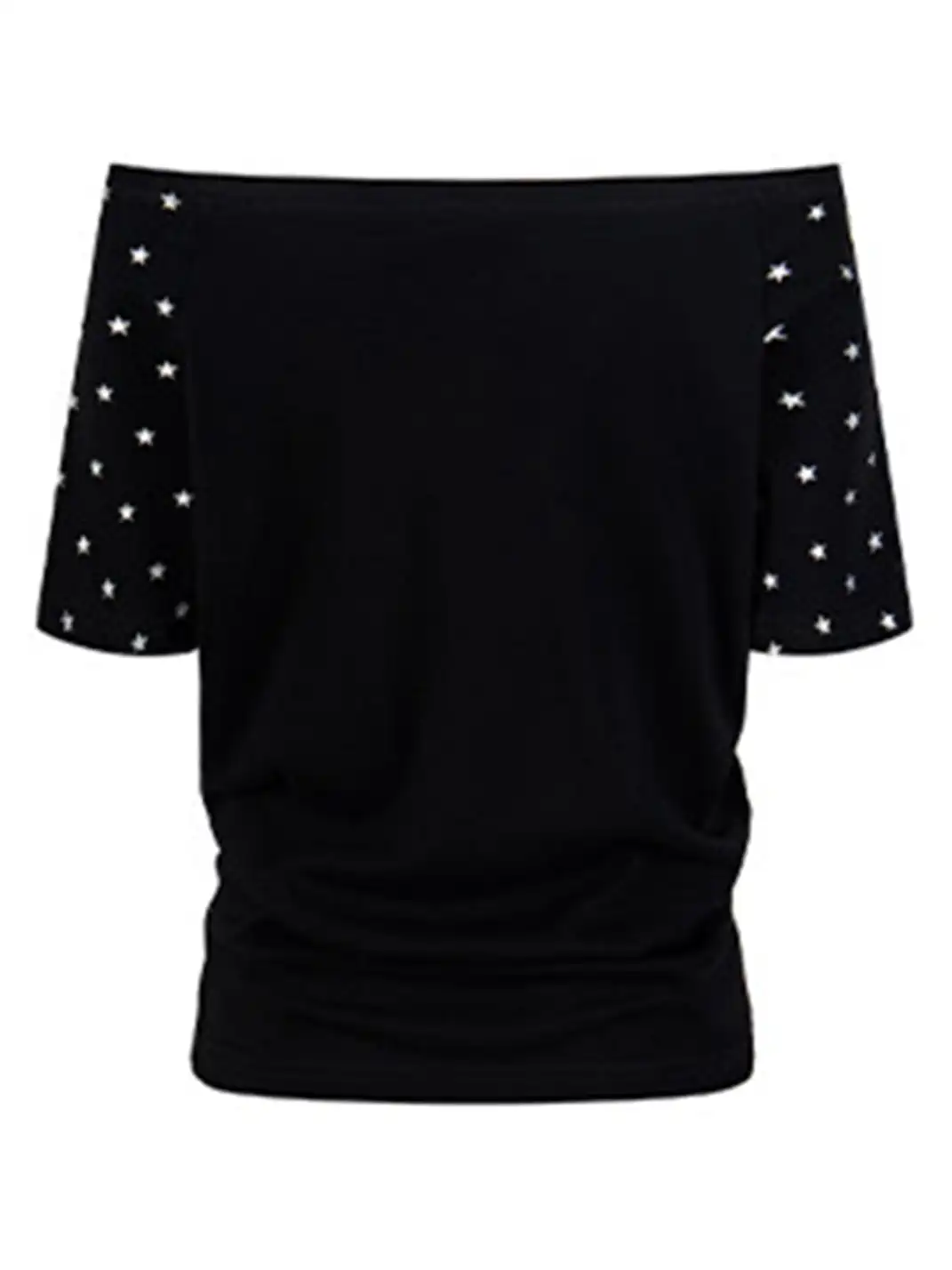 BIGGOLD | Star & Letter Print Off-Shoulder T-Shirt
