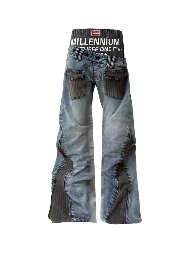 DETW | Waxed 3D Pleated Coated Flared Jeans | PSYLOS1