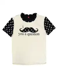 DETW | Mustache Patch Slogan Spliced T-Shirt