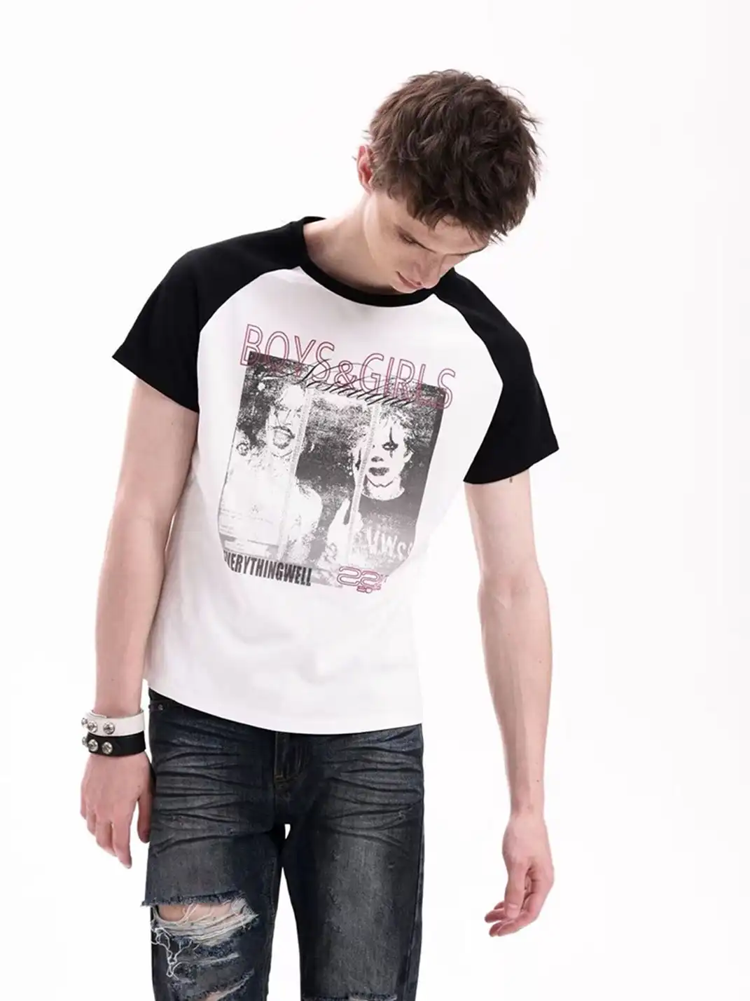 DETW | Record Cover Figure & Slogan Print T-Shirt