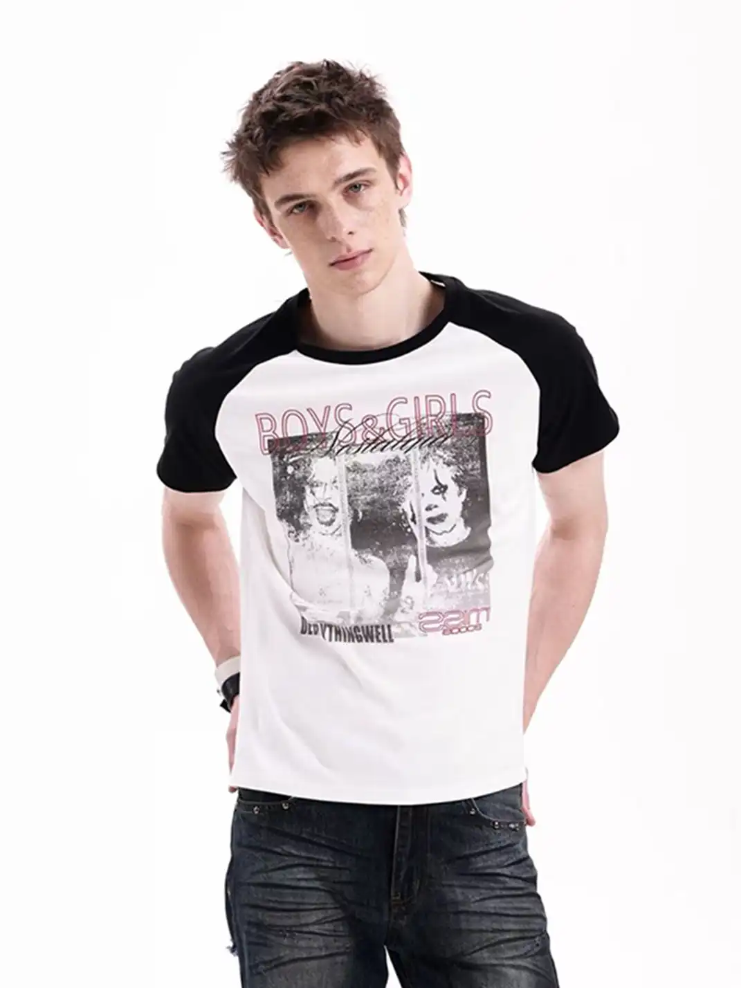DETW | Record Cover Figure & Slogan Print T-Shirt