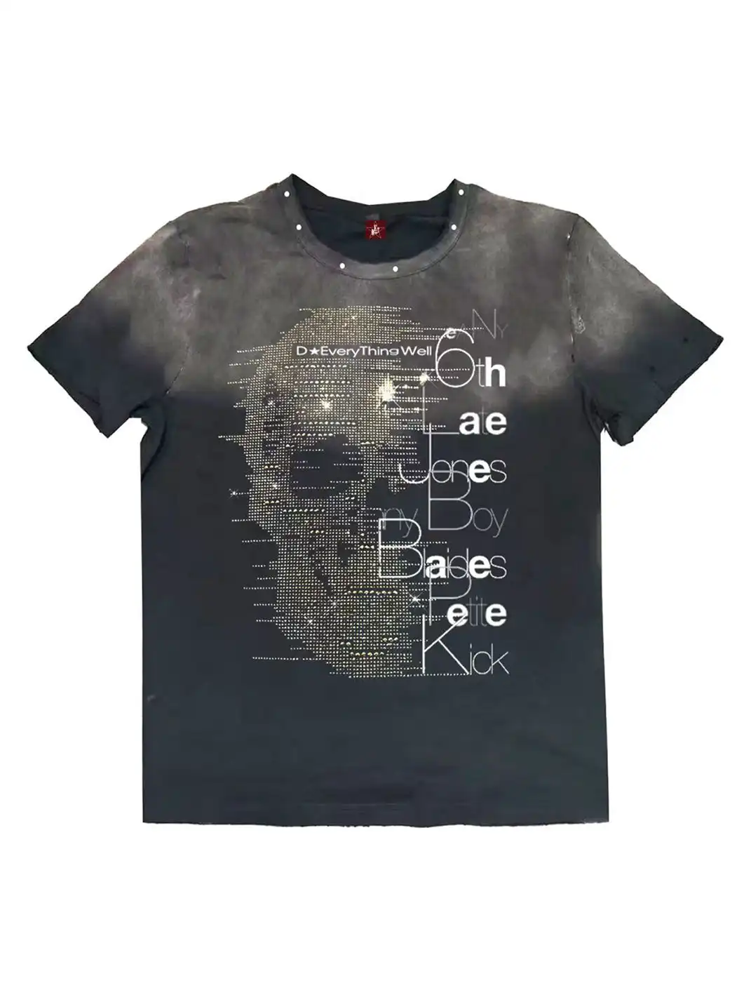 DETW | Heavy Wash Hand Beaded & Rhinestone Print T-Shirt