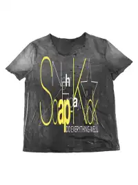 DETW | Silver Glitter Print Washed Destroyed Rolled Hem T-Shirt