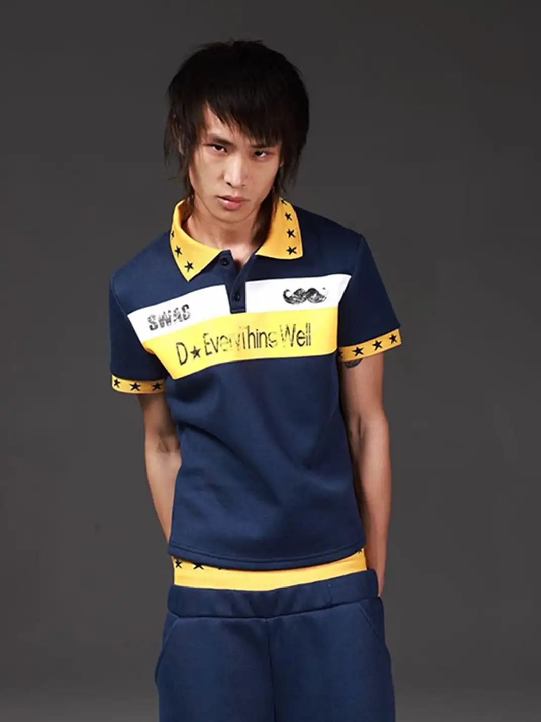 DETW | Star Color Block Regular Shoulder Polo Shirt