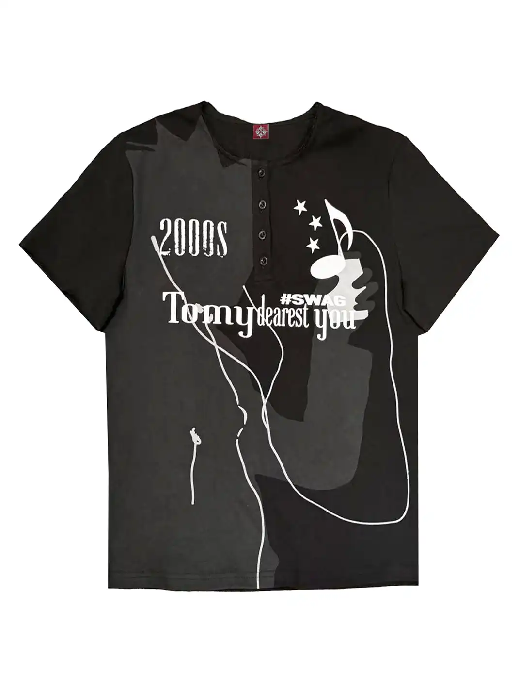 DETW | Henley Neck Figure Print T-Shirt