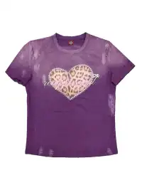 DETW | Leopard Print Heart Ripped T-Shirt