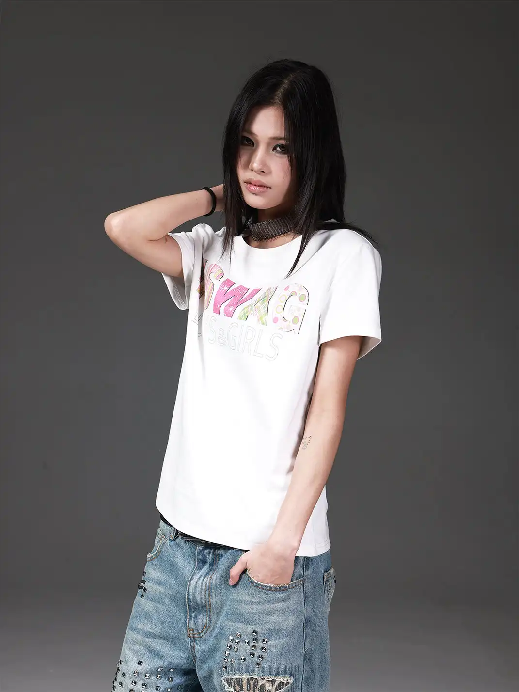DETW | Candy Color Print Versatile T-Shirt