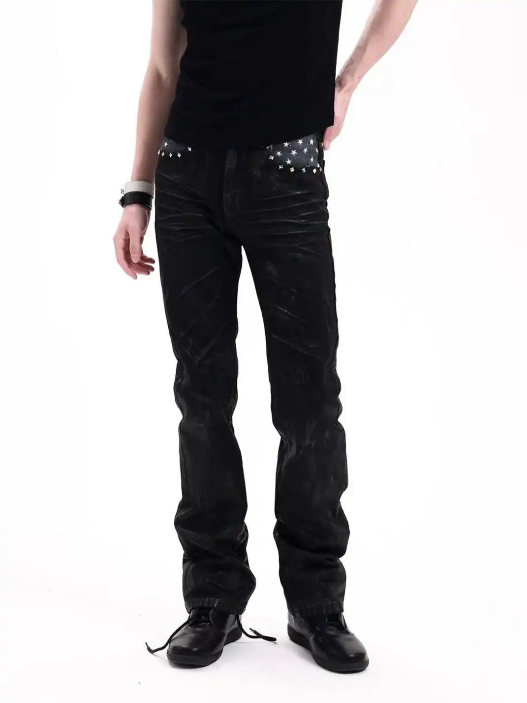 DETW | Heavy Waxed Pleated Rivet Star-Spangled Banner Jeans