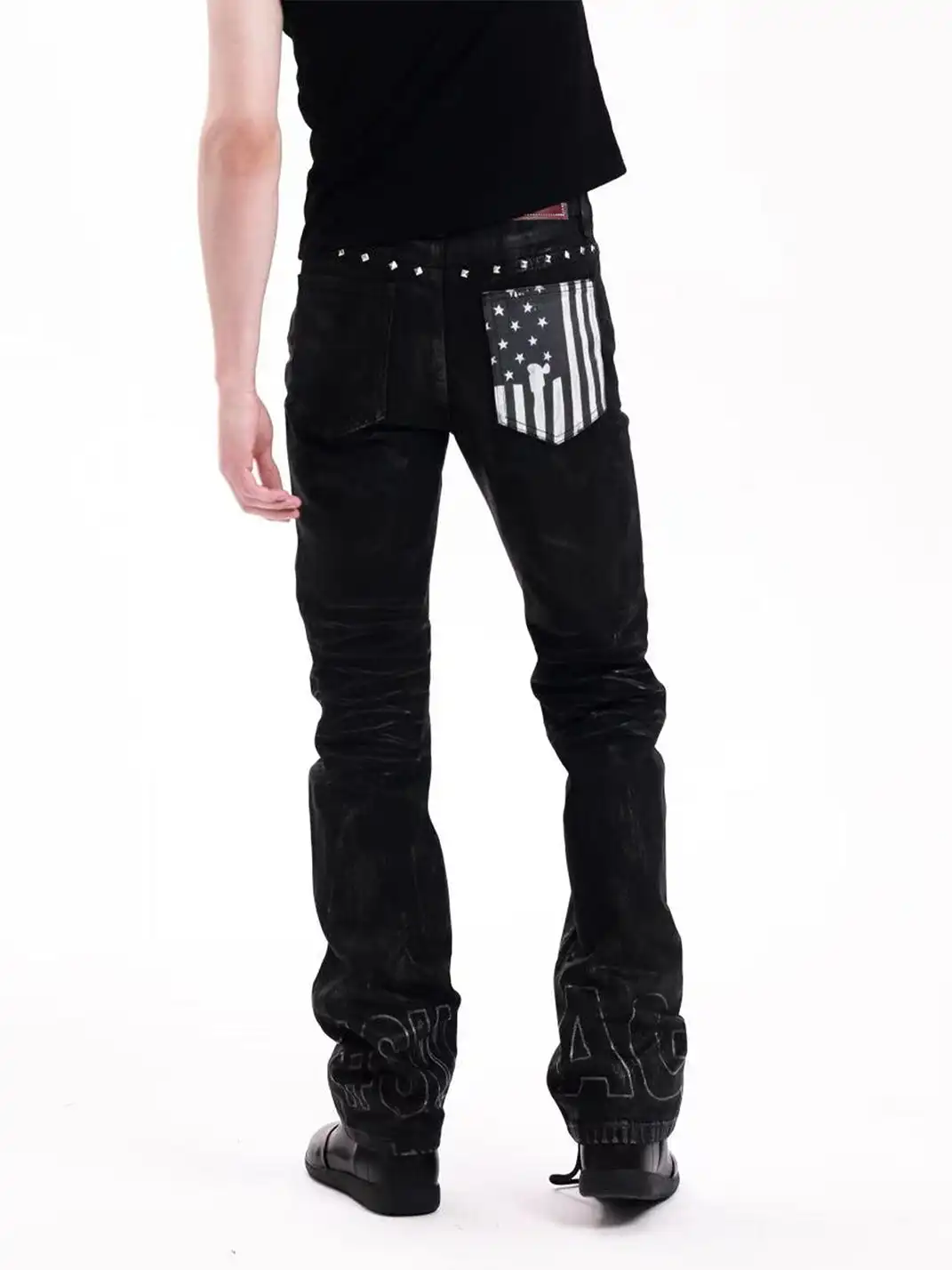 DETW | Heavy Waxed Pleated Rivet Star-Spangled Banner Jeans