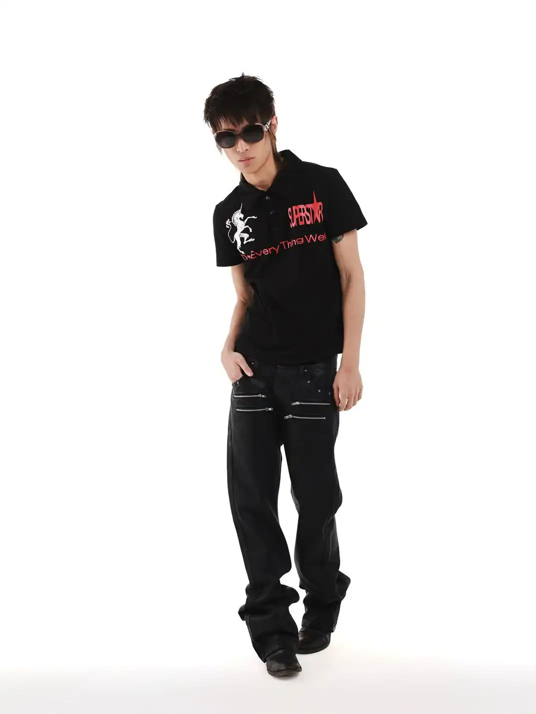 DETW | Unicorn Embroidered Print Polo Shirt