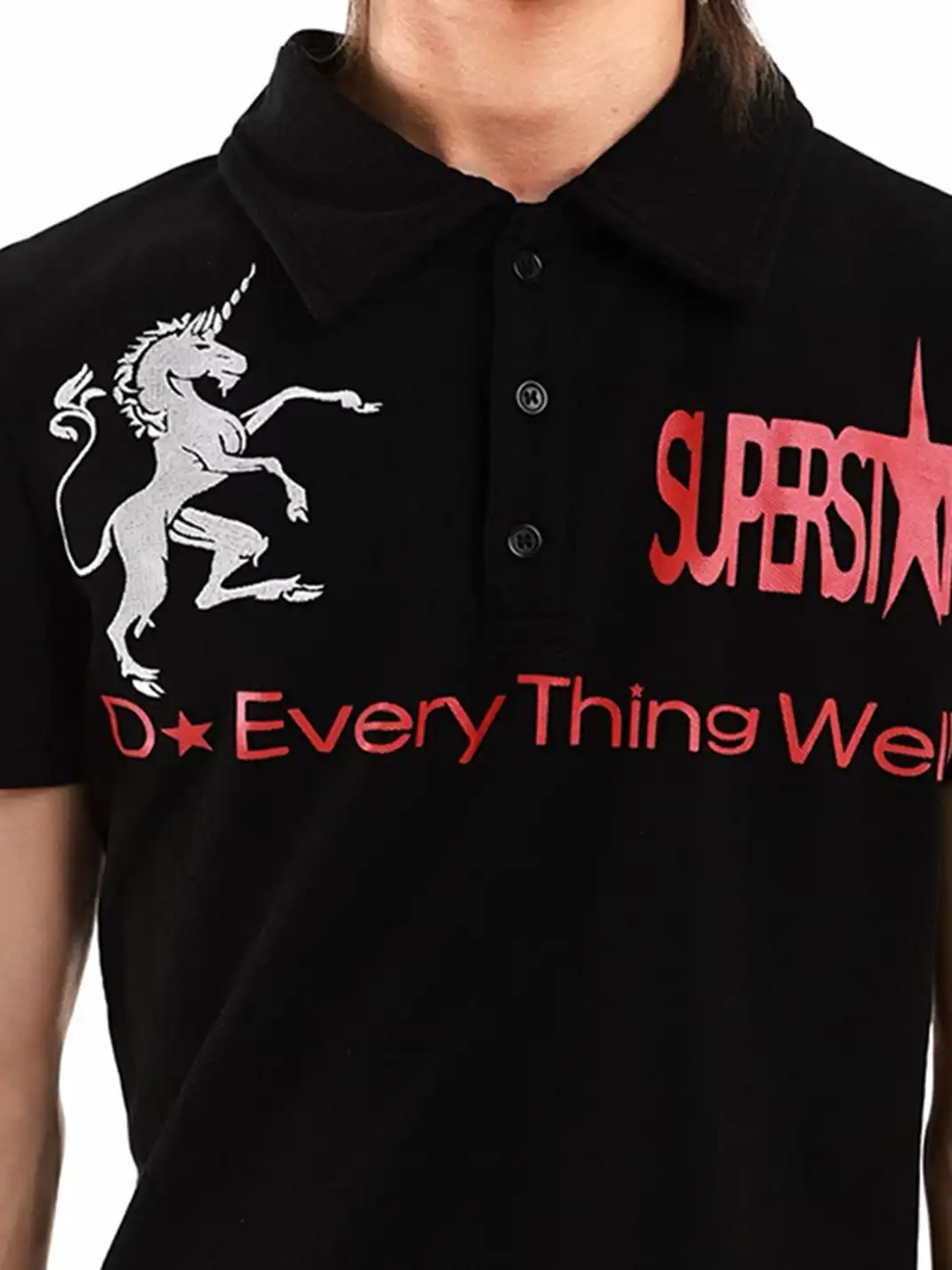 DETW | Unicorn Embroidered Print Polo Shirt