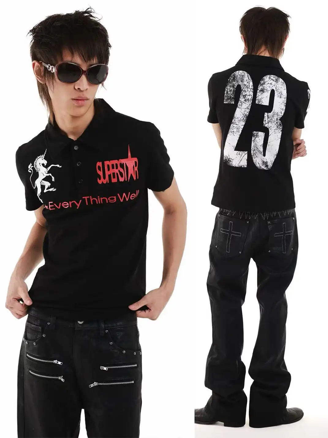 DETW | Unicorn Embroidered Print Polo Shirt
