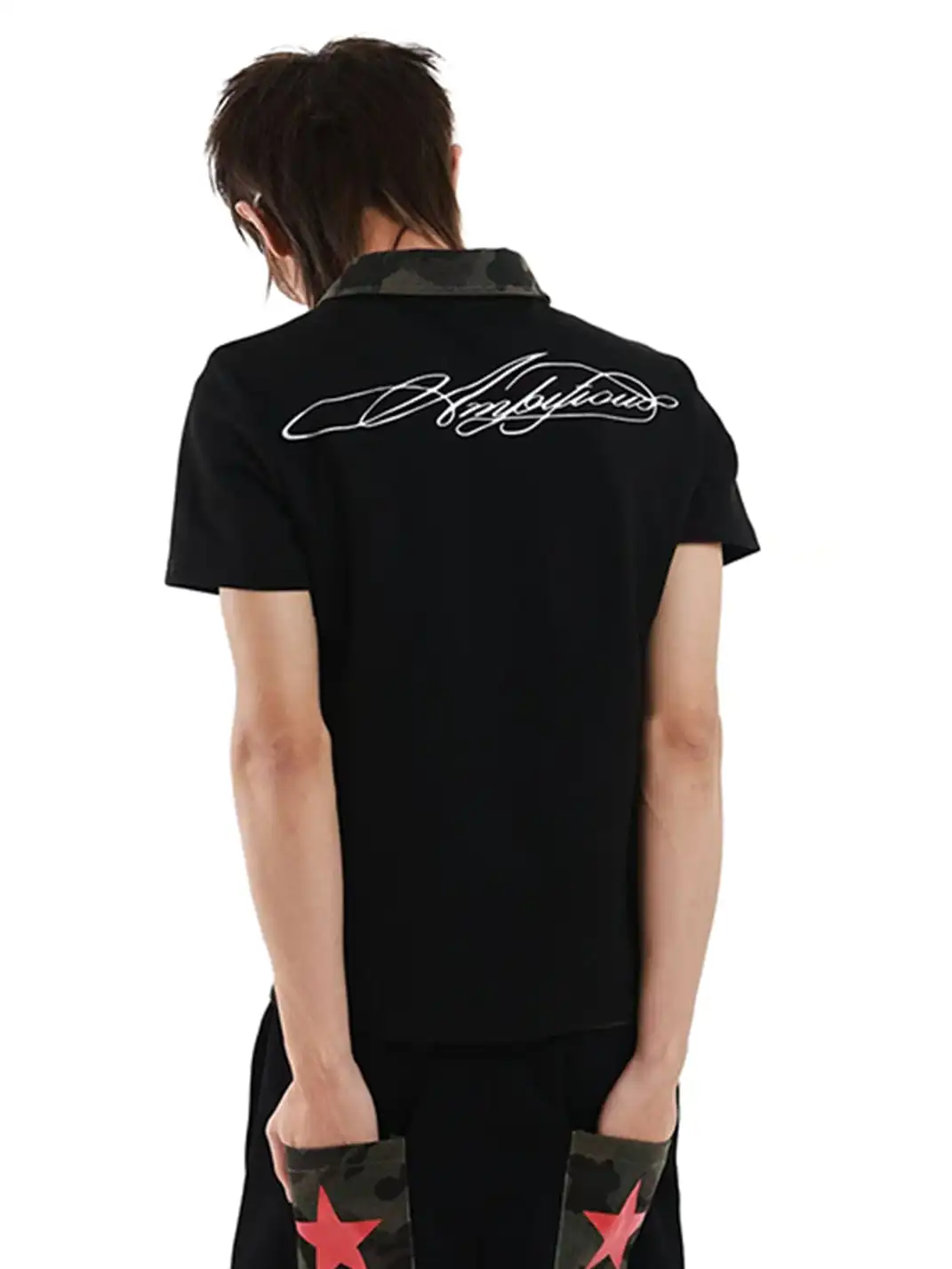 DETW | Camouflage Color Contrast Embroidered Print Polo Shirt