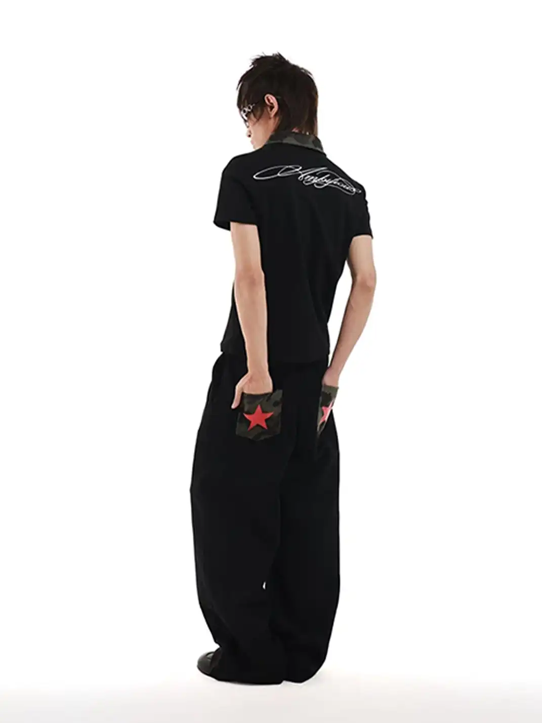DETW | Camouflage Color Contrast Embroidered Print Polo Shirt