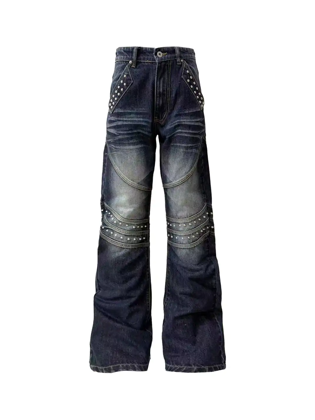 DETW | Deconstructed 3D Embroidered Rivet Flared Jeans