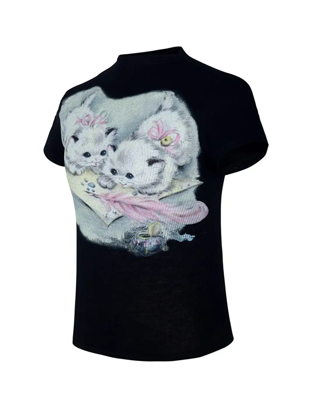 NECYSTUDIO | White Ink Print Cat T-Shirt