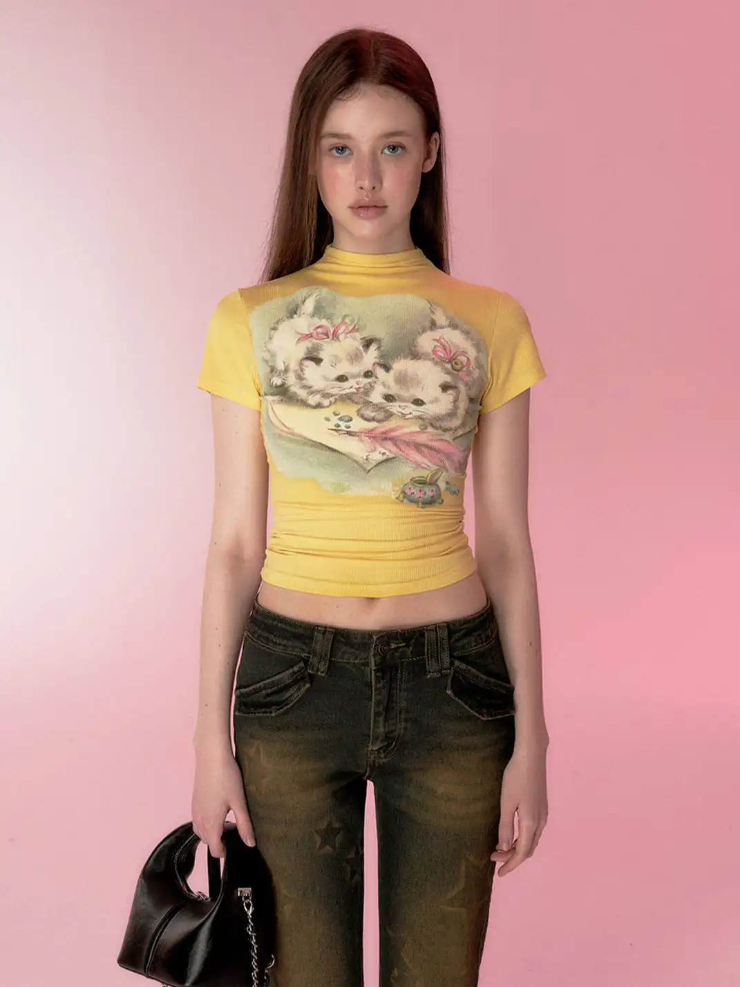 NECYSTUDIO | White Ink Print Cat T-Shirt