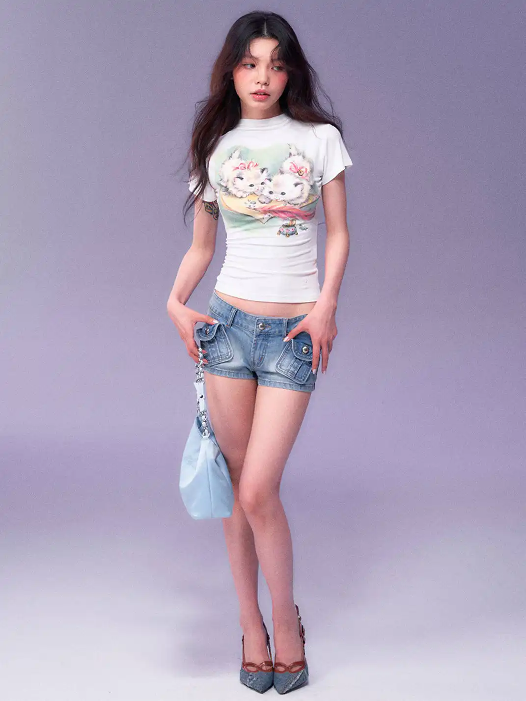 NECYSTUDIO | White Ink Print Cat T-Shirt