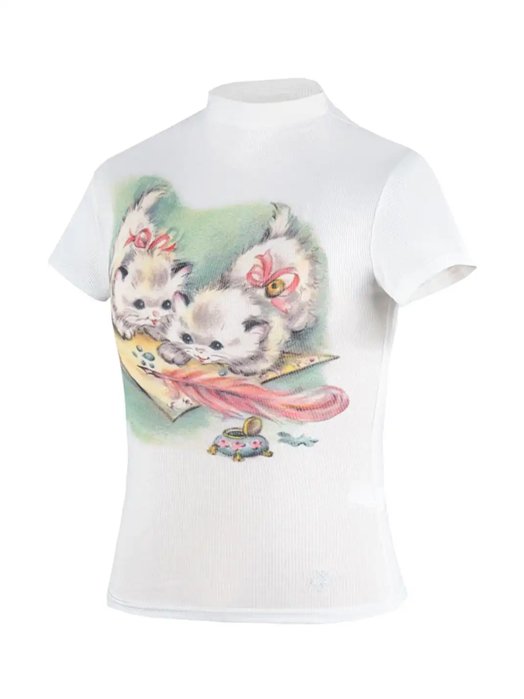 NECYSTUDIO | White Ink Print Cat T-Shirt