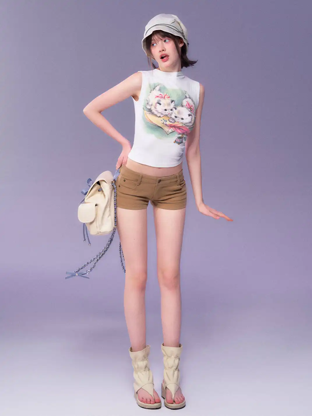 NECYSTUDIO | White Ink Print Cat T-Shirt