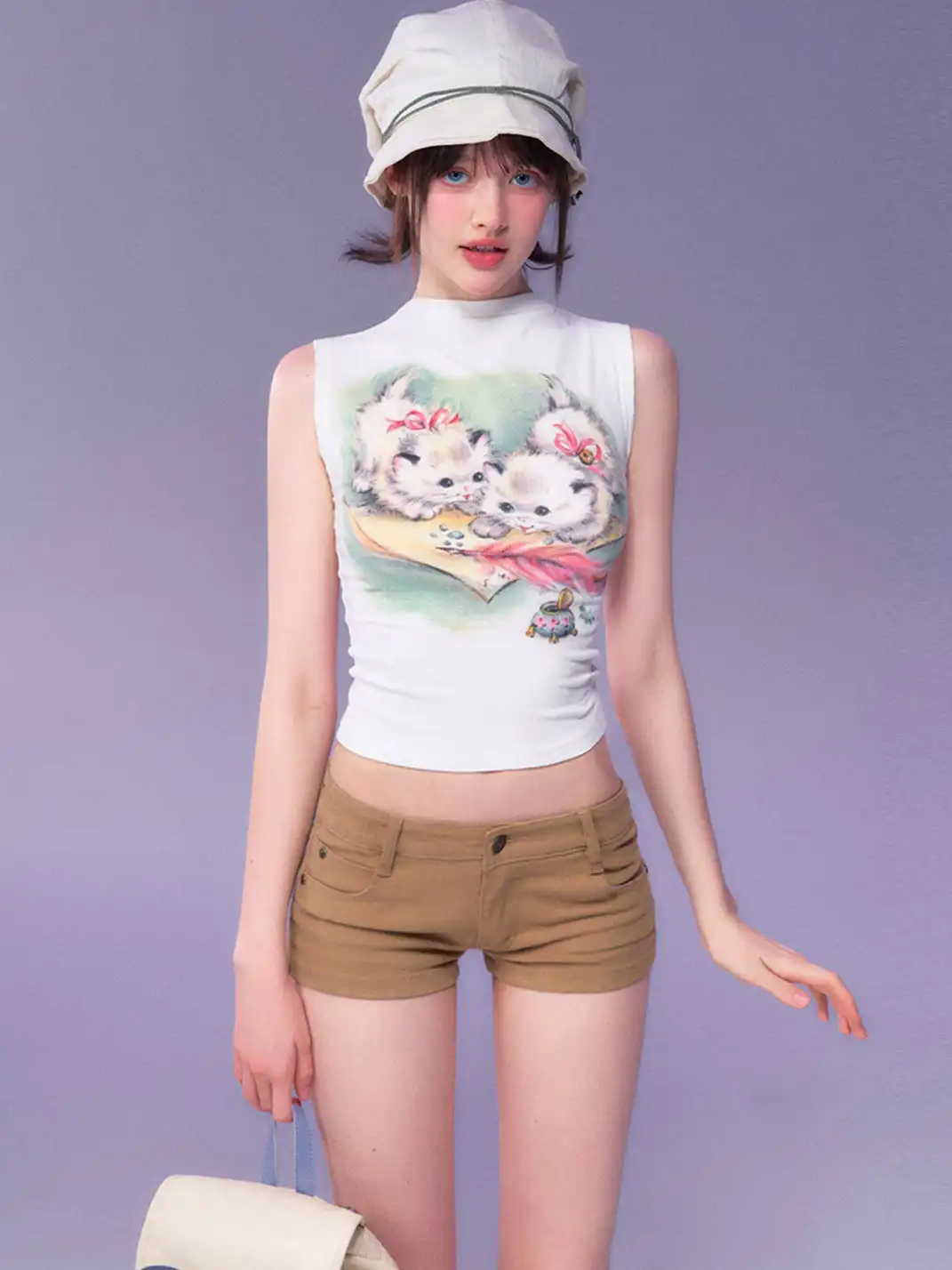 NECYSTUDIO | White Ink Print Cat T-Shirt