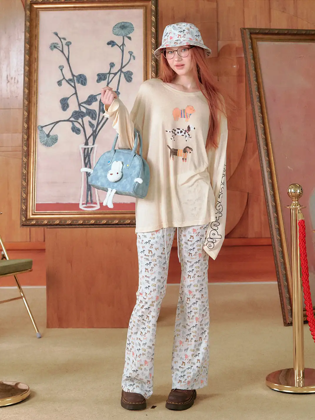 NECYSTUDIO | Allover Dog Print Casual Sweatpants
