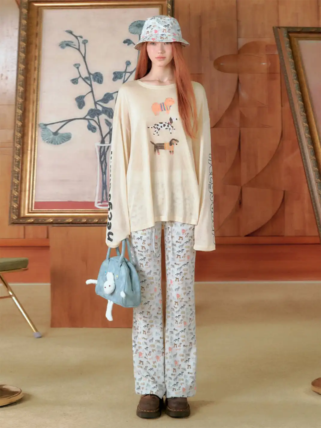 NECYSTUDIO | Allover Dog Print Casual Sweatpants