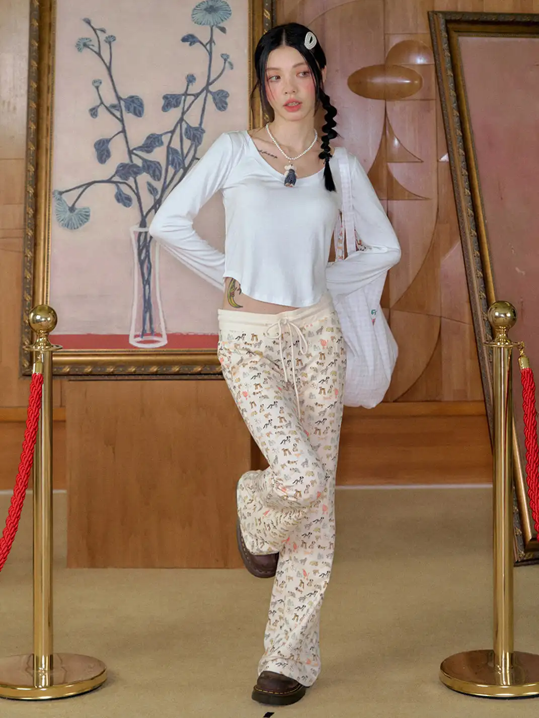 NECYSTUDIO | Allover Dog Print Casual Sweatpants
