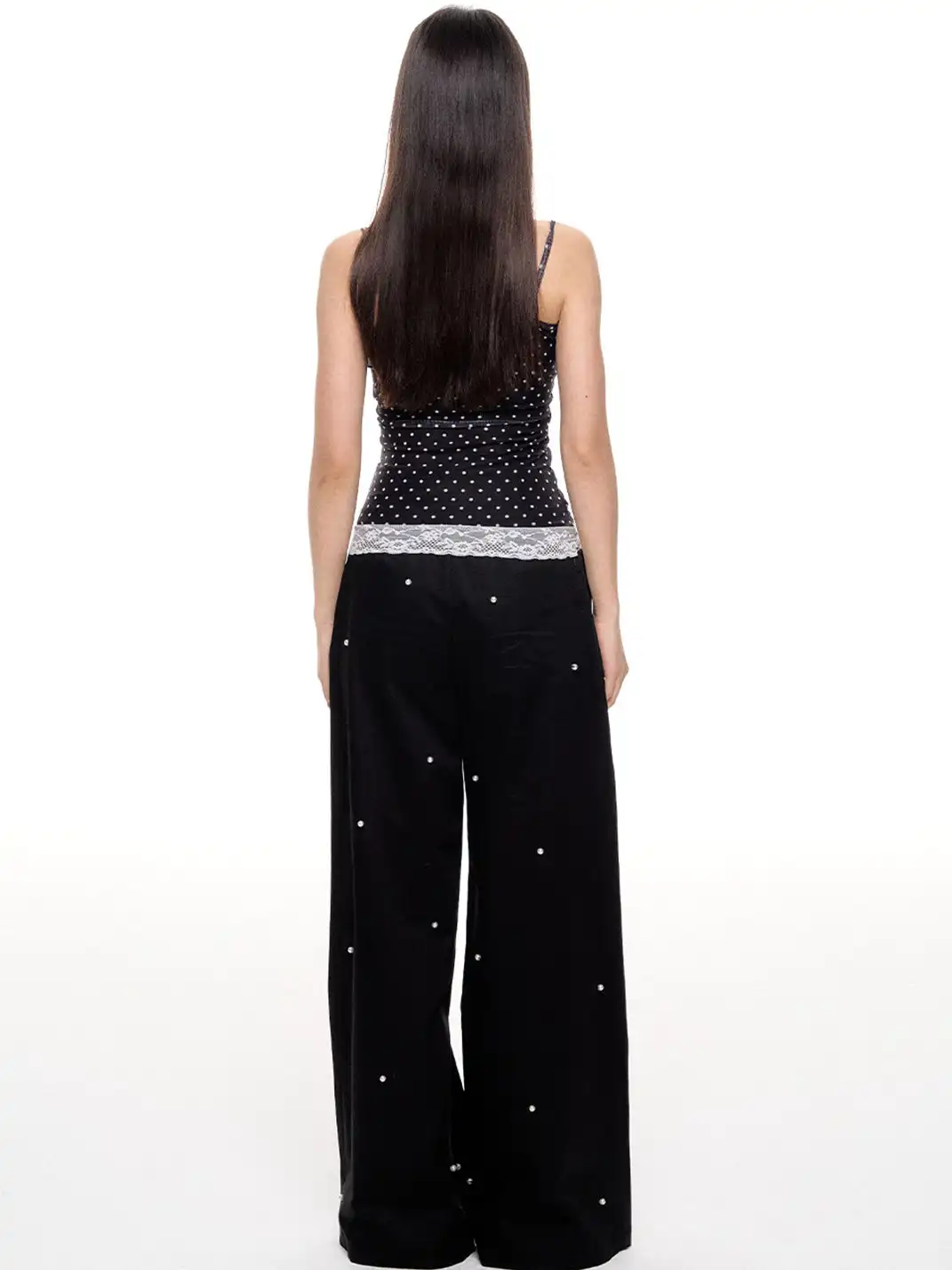 NECYSTUDIO | Polka Dot Faux Two-Piece Lace Cami