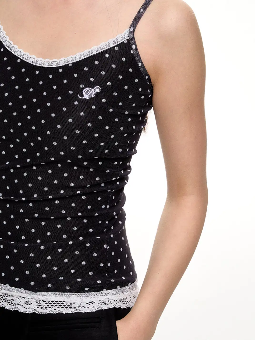 NECYSTUDIO | Polka Dot Faux Two-Piece Lace Cami