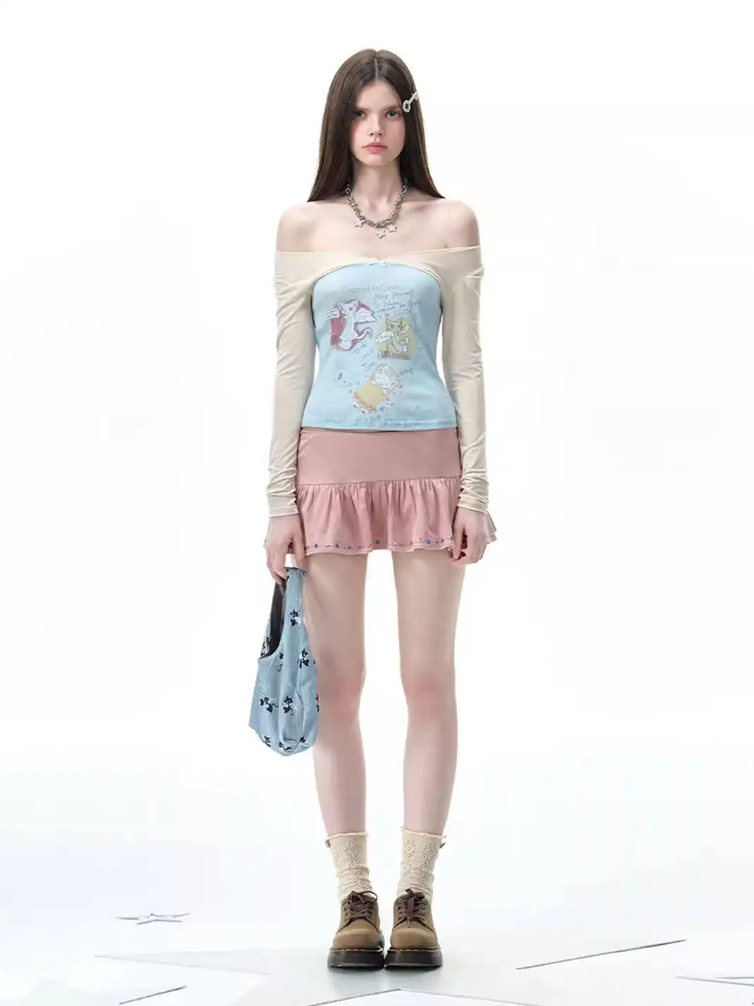 NECYSTUDIO | Suede Sequin Ruffled Midi Skirt