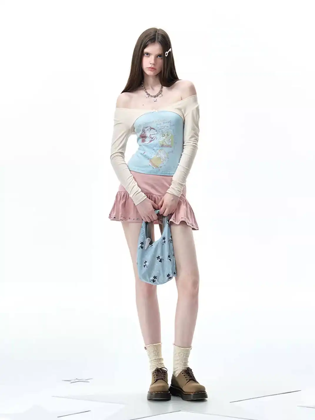 NECYSTUDIO | Suede Sequin Ruffled Midi Skirt