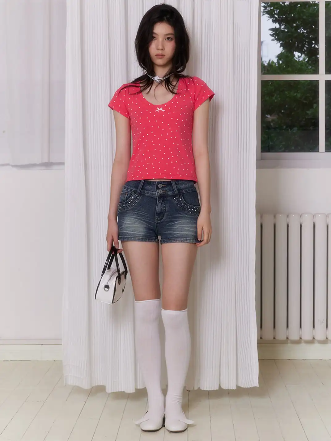 NECYSTUDIO | Polka Dot Short Sleeve T-Shirt & Bandeau