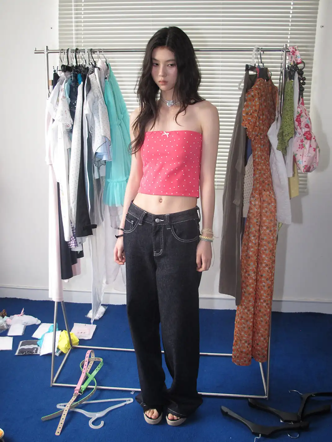 NECYSTUDIO | Polka Dot Short Sleeve T-Shirt & Bandeau
