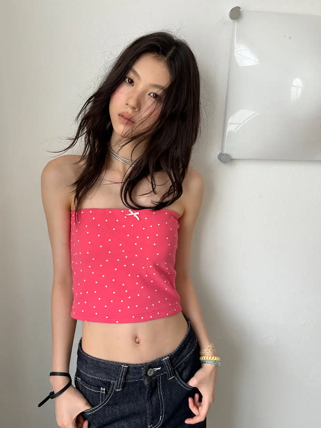 NECYSTUDIO | Polka Dot Short Sleeve T-Shirt & Bandeau