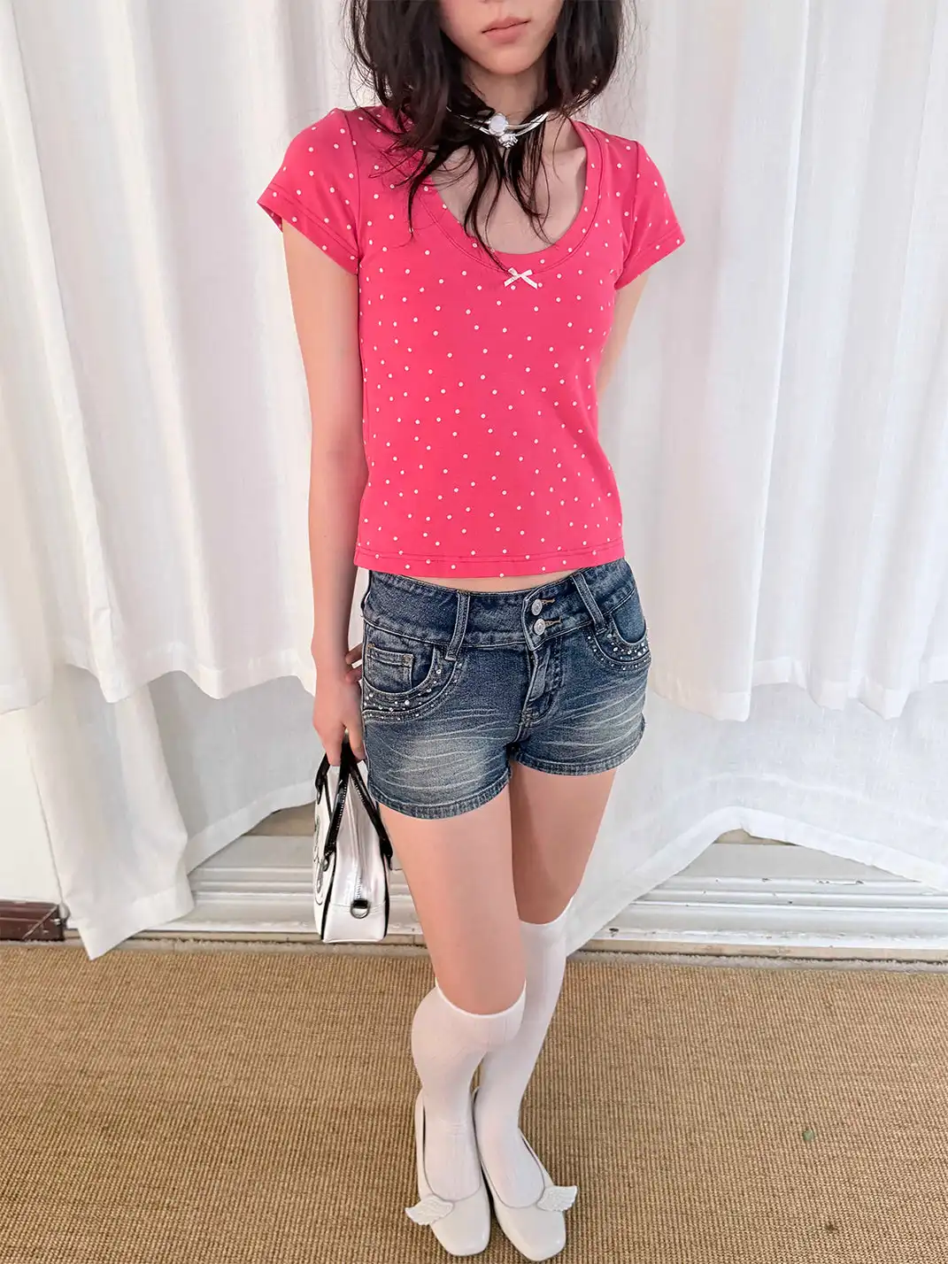 NECYSTUDIO | Polka Dot Short Sleeve T-Shirt & Bandeau