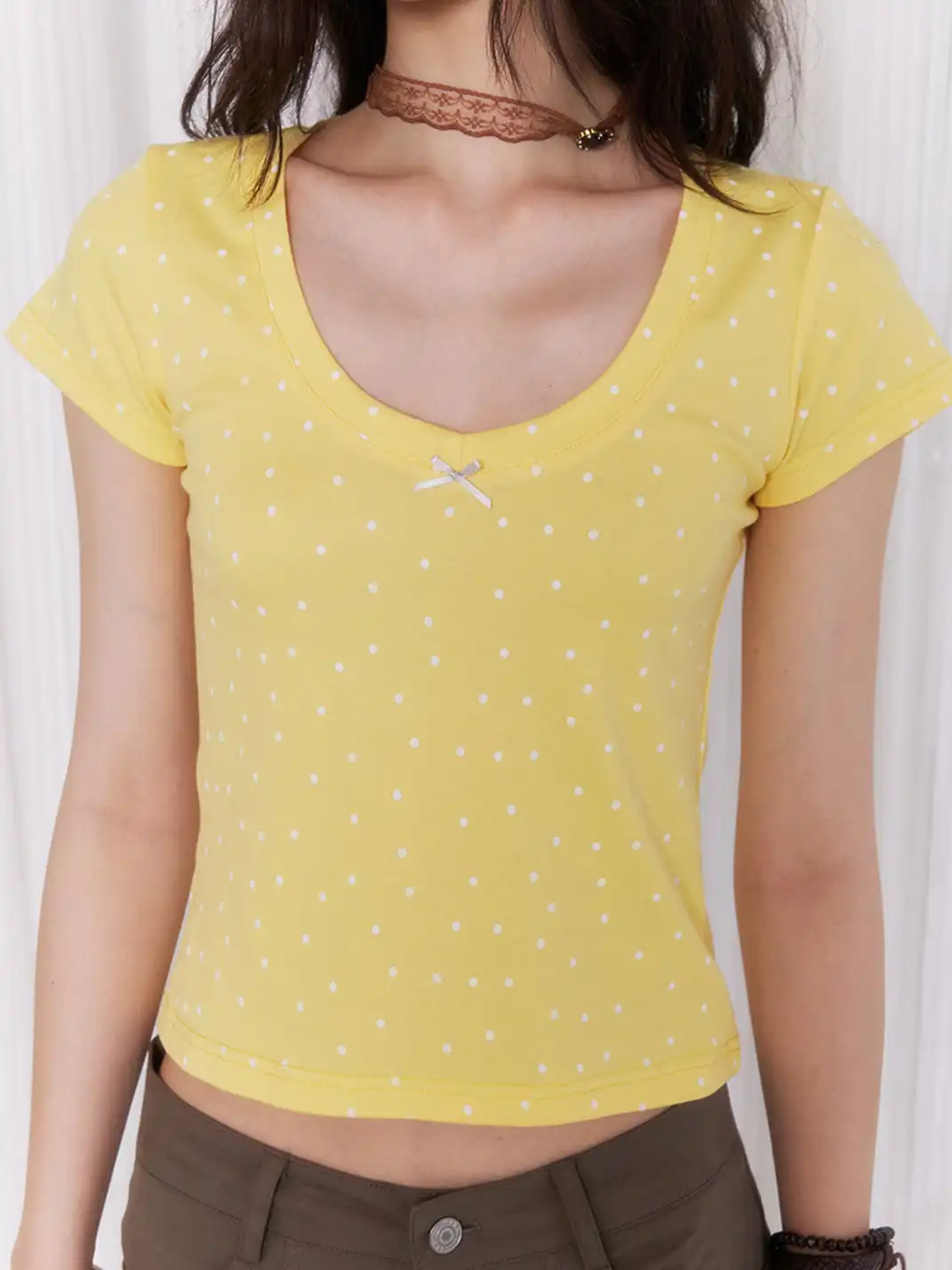 NECYSTUDIO | Polka Dot Short Sleeve T-Shirt & Bandeau
