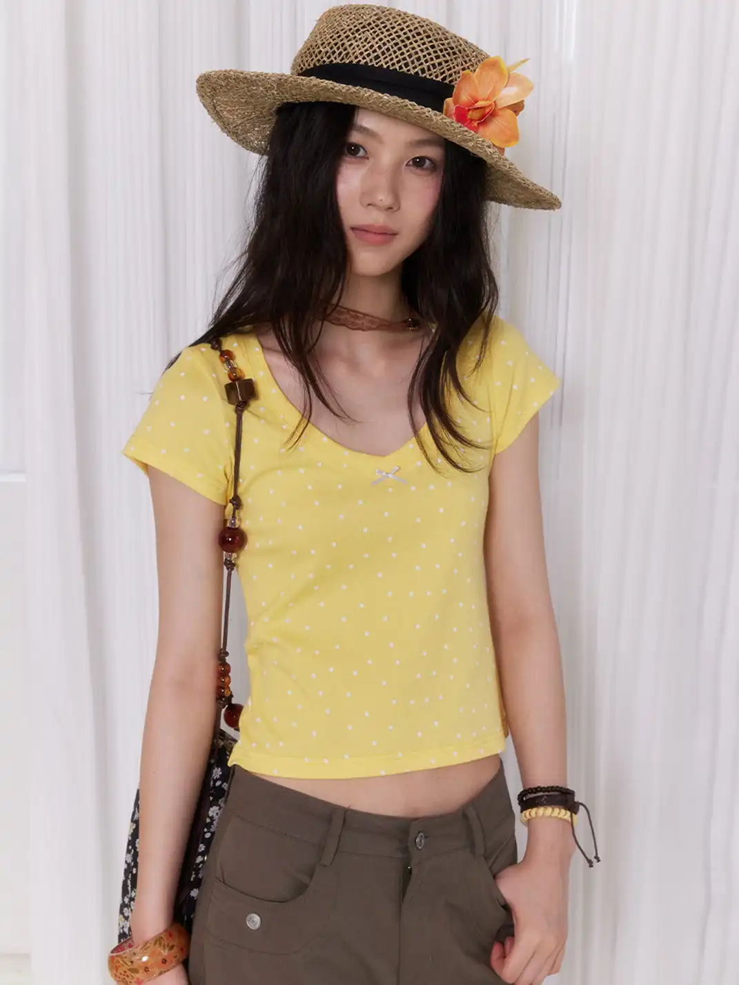 NECYSTUDIO | Polka Dot Short Sleeve T-Shirt & Bandeau